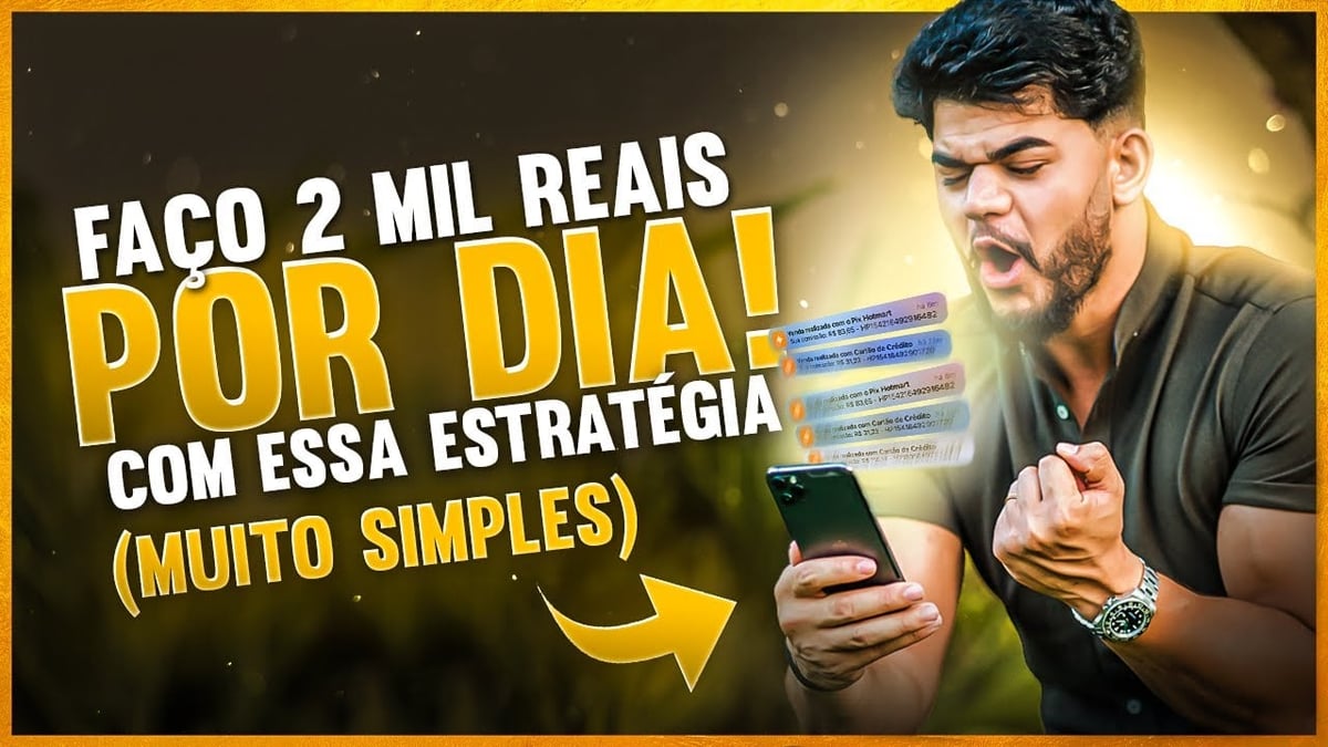 Tondimás Torres comemorando resultado de 2 mil reais por dia com estratégia muito simples mostrada no celular